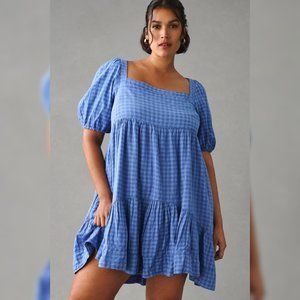 Anthropologie Pilcro Square Neck Textured Babydoll Dress L 10 Women's NEW 34104